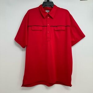 J Lindeberg Polo Golf Shirt Men’s XXL Red Double  Chest Pocket